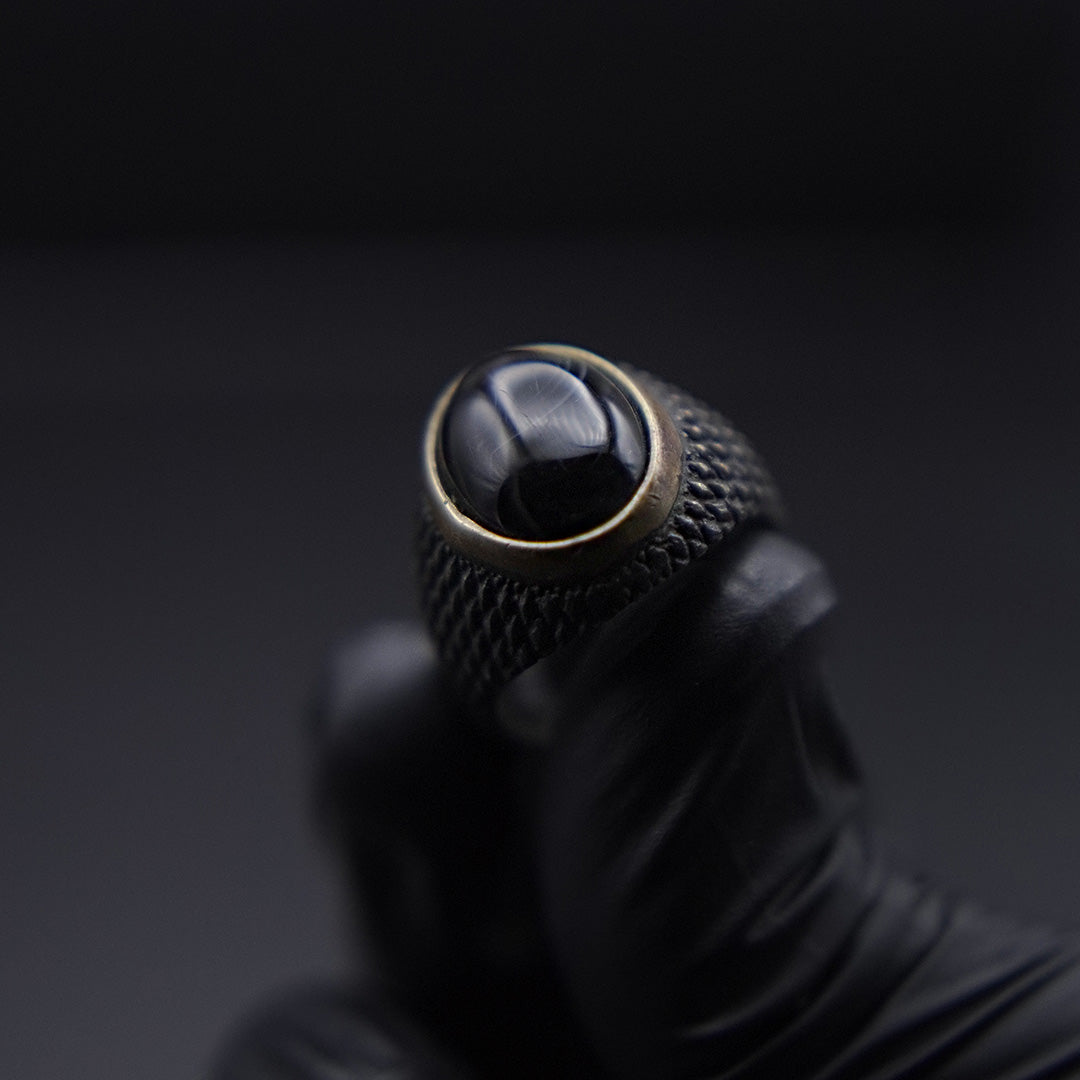 Antique Black Aqeeq Ring (Chaandi)