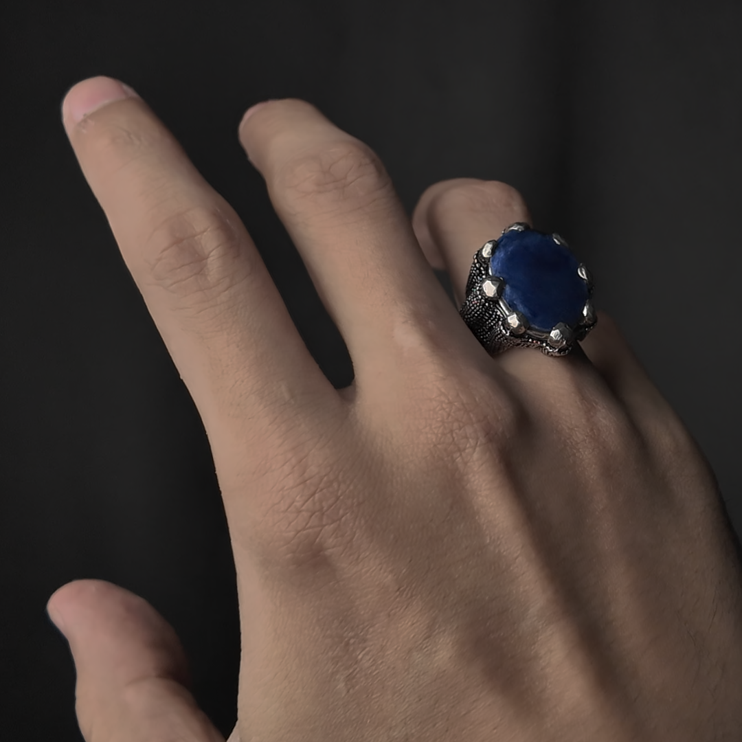 Dragon Claw Sapphire Ring (Natural Neelum and Pure Chaandi)